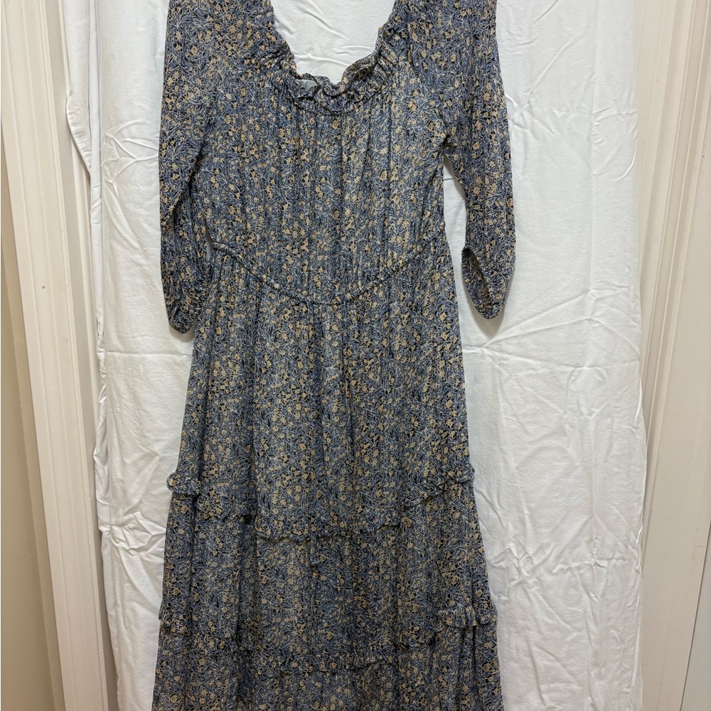Anthropologie Ruffle Neck Maxi Dress